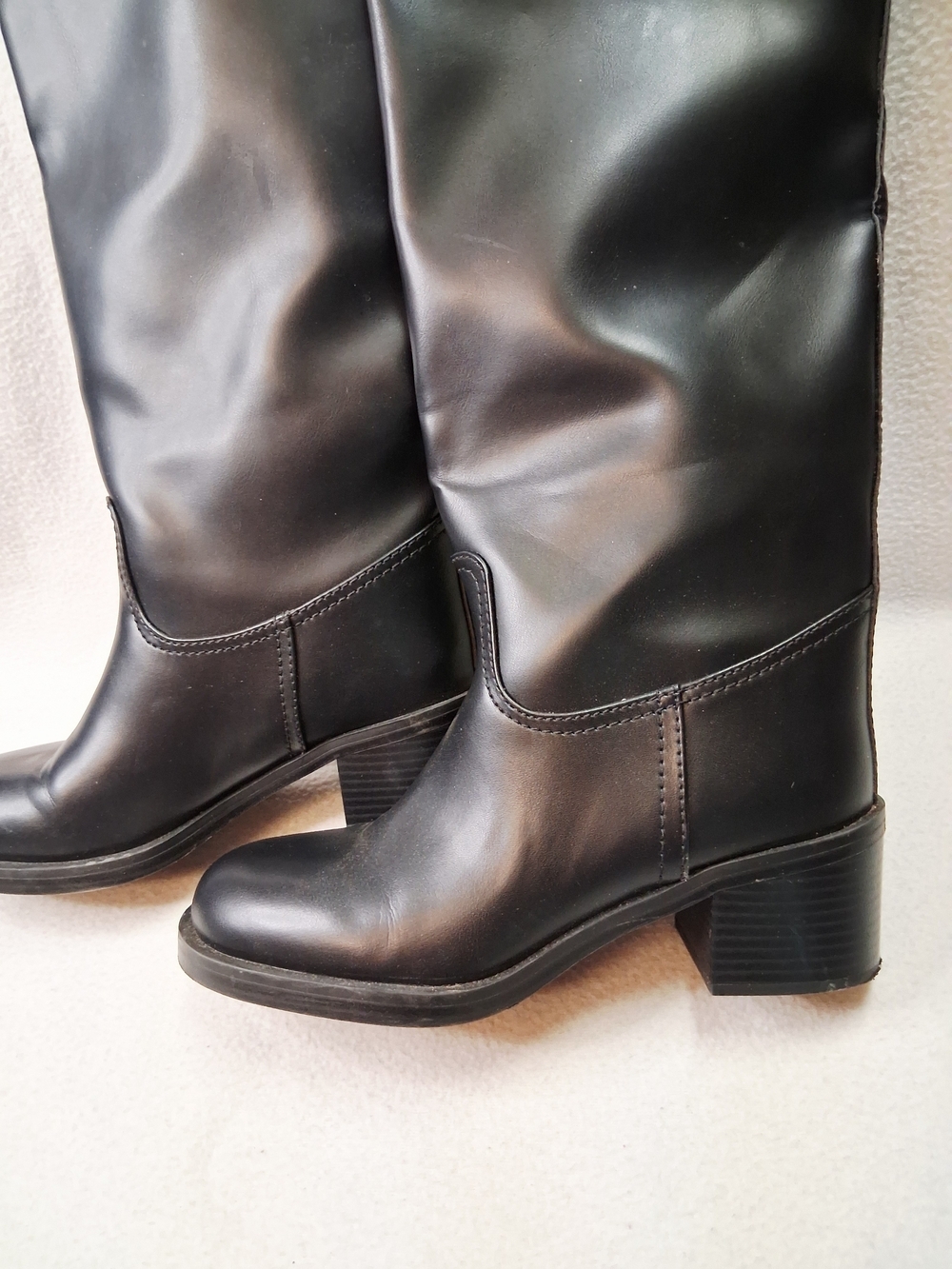 H&M Black Over-the-Knee Smooth Leather Boots - Picture 2 of 5